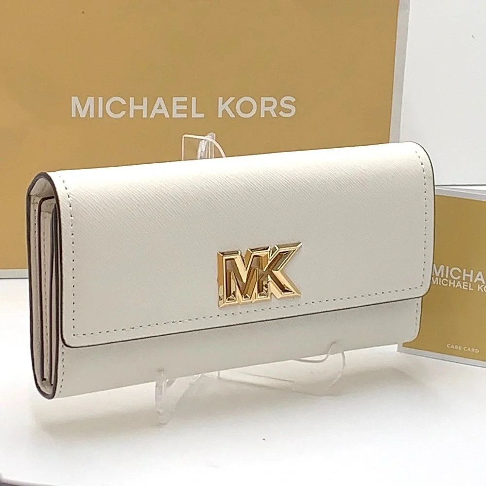 NWT MICHAEL KORS MIMI LARGE BIFOLD WALLET OPTIC WHITE COLOR